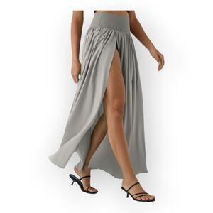 Halara Breezeful High Waisted Split Maxi Skirt Shorts Gray XL Coastal Minimalist